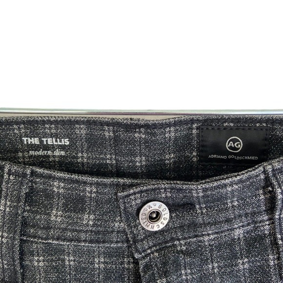 AG Adriano Goldschmied The Tellis Modern Slim Pants Men's Gray Plaid 31X26 - Picture 5 of 8
